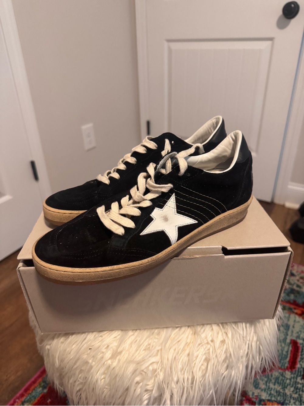 Golden Goose Ball Star Black Suede Sneakers size 39 EUC